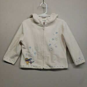 Disney Store Winnie The Pooh Fleece Jacket Youth XXS White Snowflake Embroidered